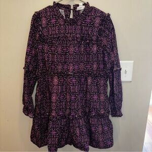Allison New York women’s M Purple Kaleidoscope Sandra mini dress Ruffled Layers